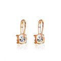 Rose Gold S925 Silver Moissanite Stud Earrings with Tassel Four-Prong Setting-0-0