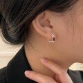 wholesale S925 Sterling Silver with Stone Inlay and Splice Design Korean Style Minimalist Ear Clasp for Women, Small and Fashionable, High-End Feeling Earrings-0-2