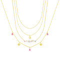 wholesale S925 Sterling Silver Geometric Pendant Necklace with Colorful Zircon,，。-0-4