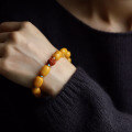 wholesale Metal material first Manufacturer wholesale natural chicken oil yellow old wax irregular shape about 10mm single strand bracelet amber full color chicken oil yellow bead bracelet-0-4