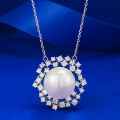 wholesale Metal: 925 Sterling Silver Starlight Pearl Necklace Pendant for Women, Classic Minimalist Fashion Full Diamond Choker-0-0