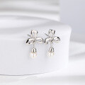 wholesale S925 Sterling Silver Forest-style Original Design Lily of the Valley Earrings with White Shell Pearl for Women, Ins Chic Ear Accessories Wholesale-0-1