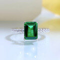 wholesale S925 Sterling Silver New Retro Rectangular 6*8 Green Zircon One-Carat High Carbon Diamond Women's Ring-0-1