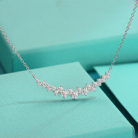 wholesale S925 Sterling Silver New Style Moissanite Necklace Elegant and Fashion Pendant Simple Sweet Temperament Collarbone Chain for Women-70 points (Moissanite) necklace 925 silver