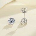 wholesale S925 Sterling Silver Four-Prong Moissanite Stud Earrings, Korean Style High-End Hypoallergenic Silver Jewelry Wholesale-0-2