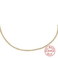 wholesale S925 Sterling Silver 20mm Tennis Hip-Hop Diamond Choker Necklace, French INS Luxury Style-Gold
