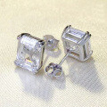 wholesale S925 Sterling Silver New 8*10mm High-Carbon Diamond White Diamond Rectangular Stud Earrings for Women, Fashionable European and American Style-0-1