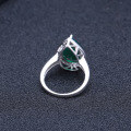 wholesale S925 Sterling Silver Women's Natural Gemstone Ring, Fashionable Luxurious Large Size Gemstone with Natural Green Agate-0-2