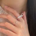 wholesale S925 Sterling Silver Korean Style Bow Ring, Minimalist Wave Band, Small Luxury, Fashion Versatile-0-3