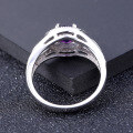 wholesale S925 Sterling Silver Classic Elegant Gemstone Ring with Natural Amethyst, Cross-Border European and American Wholesale Ring for Women-0-3