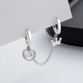 wholesale S925 Sterling Silver Integrated Crown Tassel Double Ear Piercing Ear Clasp with Stylish Design and Elegant Temperament for Women-0-0