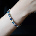 wholesale 925 Silver New Jewelry Fashion Simulated Diamond 7*7 Ice Flower Blue Diamond Bracelet for Women Elegant and Luxurious-0-1