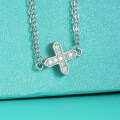 Sterling Silver D-Color White Moissanite Cross Pendant Bracelet for Women-0-1