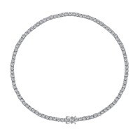 wholesale S925 Sterling Silver European and American Wedding Style Necklace for Women, High-End Round Zirconia Row Diamond Design, Luxurious and Elegant Tennis Necklace-(40CM)DY190602-SW-WH#4&gt;925 Silver