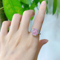 wholesale 925 Silver New Pink 8*10 Fat Rectangular Sparkling Ice-Cut Pigeon Egg Style Women's Ring-0-3