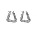 wholesale S925 Sterling Silver Minimalist Threaded Triangle Geometric Earrings for Women, New Trendy Niche Heavy Duty Ear Accessories-0-4