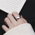 wholesale S925 Sterling Silver Retro Korean Style Minimalist Ins Cold Wave Bumpy Ripple Polished Versatile Open Ring-0-3