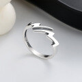 wholesale S925 Sterling Silver Creative Minimalist Lightning Design Open Ring Korean Japanese Style Ins Cold Tone Index Finger Ring-0-0