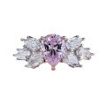 wholesale Platinum Jewelry New Pear-shaped 6*8mm Pink Diamond Ring Luxury Floral European and American Women's Band-0-4