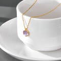 wholesale S925 silver gold-plated energy crystal lucky stone natural amethyst women's necklace factory supply-0-3