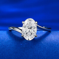 wholesale S925 silver new oval 6*9 simulated diamond-cut ring for women, minimalist and elegant, available for dropshipping-R836 Oval White Diamond Ring  Size 7