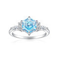 wholesale 925 Sterling Silver High Carbon Diamond Ring for Women, Niche Luxury Hexagonal Flame Gemstone Blue Sapphire Ring-0-0