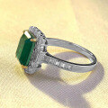 wholesale S925 Sterling Silver New 7*9mm Simulated Emerald Rectangular Ring for Women Fashion Euro-American Style-0-2