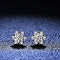 Sterling Silver Snowflake Earrings with Moissanite for Women-0-4