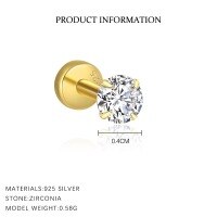 wholesale S925 Sterling Silver Cross-border Zircon Four-leaf Clover Butterfly Heart Tassel Earrings, Wholesale-E4761-Gold/Pair 925 Silver