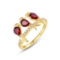 wholesale 925 Sterling Silver with Red Garnet Trendy Creative Three Birds Ring for Wholesale from Manufacturers-0-4