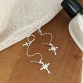 wholesale S925 Sterling Silver Unique Personality Chain Cross Stud Earrings for Women, Korean Minimalist High-end Elegant Dangle Earrings-0-3