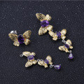 wholesale S925 Silver High-End Designer Gemstone Earrings, Natural Butterfly Design with Genuine Amethyst Ear Drops-0-2