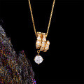 S925 Sterling Silver 22K Gold Plated Moissanite 05ct Snake Chain Necklace with Full Pavé Pendant-0-1
