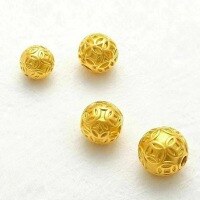 wholesale Metal material gold-plated Vietnamese sand gold scattered bead coin fortune bead unisex bracelet DIY matching bead color-preserving spacer jewelry-About 8 mm