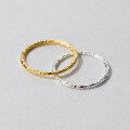 wholesale S925 Sterling Silver Minimalist Irregular Tinfoil Texture Ring R02232 with Niche Design-0-2