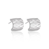 wholesale S925 Sterling Silver 236 Diamond Carved Curved Stud Earrings Women Minimalist Style Small Ins Original Elegant Versatile Silver Jewelry-Platinum [with sterling silver ear plugs] &gt; 925 silver