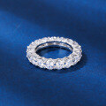 wholesale S925 Classic Pave Star Ring, Plain Silver Band Ring, High Carbon Diamond Ice-Cut Gemstone Ring-0-3