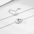 wholesale S925 Sterling Silver Double Interlocking Ring Necklace for Women, Minimalist and Luxurious Small and Unique High-End Diamond-Encrusted Pendant Choker-0-2