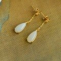 wholesale 925 silver with certificate new Chinese antique style jade earrings, Hetian jade ear accessories, plum blossom water-drop jade long earrings-0-5