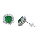 wholesale Metal material first, Mu Jing Jewelry new emerald retro square stud earrings, INS hot-selling ear accessories for distribution-0-4