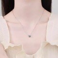 Silver-Plated White Gold Necklace with Super Flash D Color Moissanite Pendant-0-2
