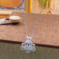 wholesale Fine Silver 999 Maker's Plain Lotus Pendant Necklace, Elegant, Fashionable, Luxurious, Versatile, Minimalist, Casual Collarbone Jewelry-0-1