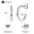 Sterling Silver C-Shaped Chain Semi-Hoop Moissanite Earrings-0-6