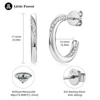 Sterling Silver C-Shaped Chain Semi-Hoop Moissanite Earrings-C-shaped moissanite stud earrings [White Gold  925 Silver]
