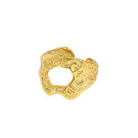 wholesale S925 Sterling Silver 369 Korean Version Ins Trendy Design Asymmetrical Concave-Convex Surface Openwork Textured Open Ring-18K Gold [No. 11/Adjustable] Opening adjustable