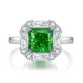 wholesale S925 Sterling Silver New Style 4-Carat Emerald Green Radiant Cut Ring with High Carbon Diamonds, Unique Design and Aesthetically Pleasing-0-5