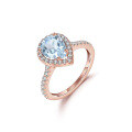 wholesale S925 Sterling Silver Classic Candy Color Ring with Natural Blue Topaz and Garnet 7*9mm Ring Setting-0-5
