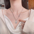 wholesale S925 Sterling Silver Joker Playing Card Square Pendant Necklace, Korean-style Minimalist Design Trendy Women's Collarbone Chain-0-0