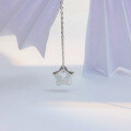 wholesale S925 Sterling Silver Trendy Star Necklace for Women, Minimalist Design Five-Point Star, Light Luxury Versatile Collarbone Chain Wholesale-0-2