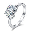 925 Sterling Silver Moissanite Classic 1 Carat Asymmetrical Ring-0-3